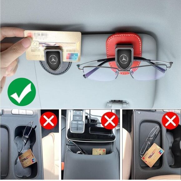 Mercedes Benz Sunglass Holder for Car with Logo Black PU Leather NWT - Picture 5 of 12